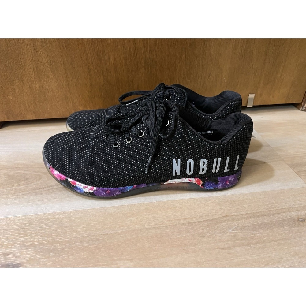 NOBULL Men's 11.5 Womens 13 Black Daisy Trainer CrossFit Superfabric Shoes